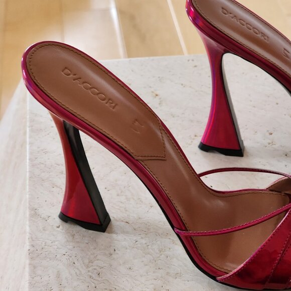 D'accori fuchsia holographic patent leather mule sandals sz 39.5 - Picture 4 of 13